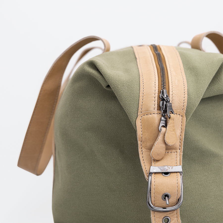 Masai Carrier Luggage | Wax Canvas with Genuine Leather Luggage Bag by Thandana