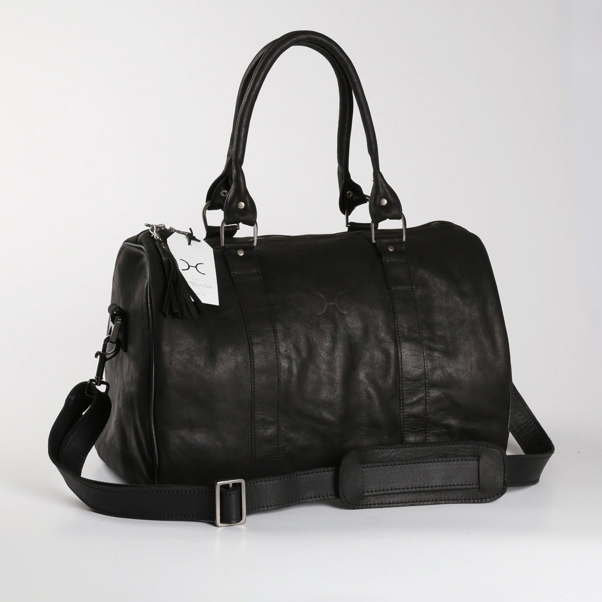 Medium Traveller Bag | Genuine Leather Black Leather / Gunmetal (default) Travel Bag Leather by Thandana