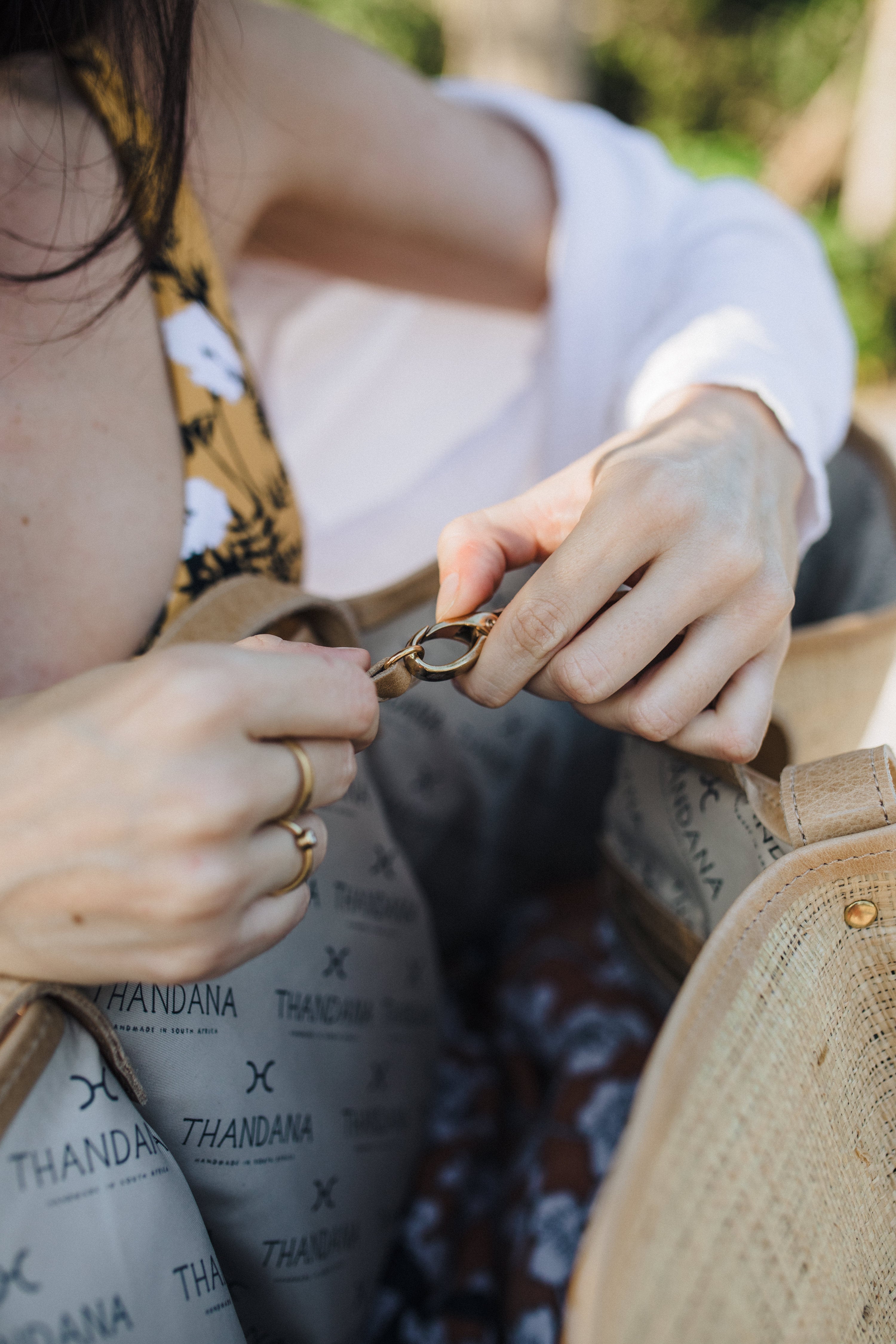 Megan Bag | Raffia Weave with Genuine Leather Handbag by Thandana