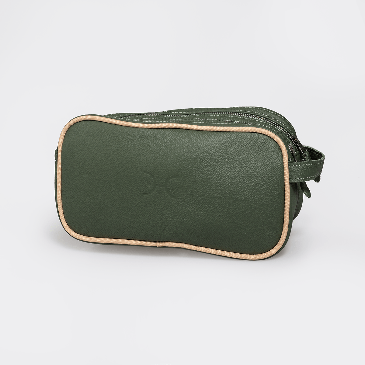 Men’s Double Zip Vanity | Genuine Leather Basil Leather / Gunmetal (default) Vanity Bag by Thandana