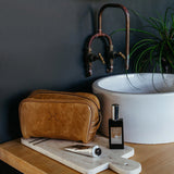 Men’s Single Zip Vanity | Genuine Leather Vanity Bag by Thandana
