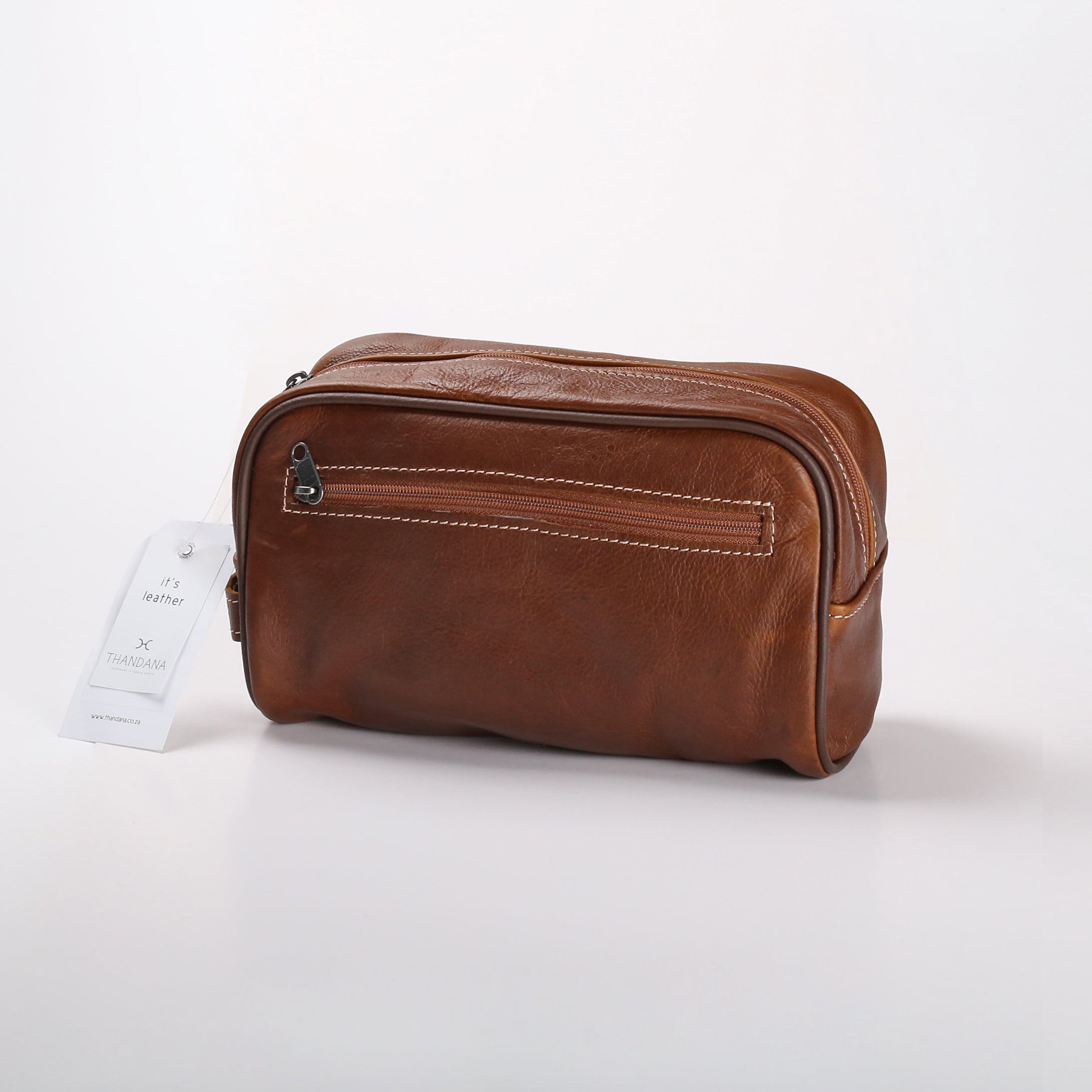 Men’s Single Zip Vanity | Genuine Leather Vanity Bag by Thandana