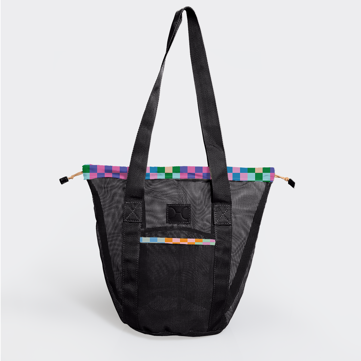 Meshie Bucket Bag | Black Checker - Preppy Utility Shopper Bag by Thandana