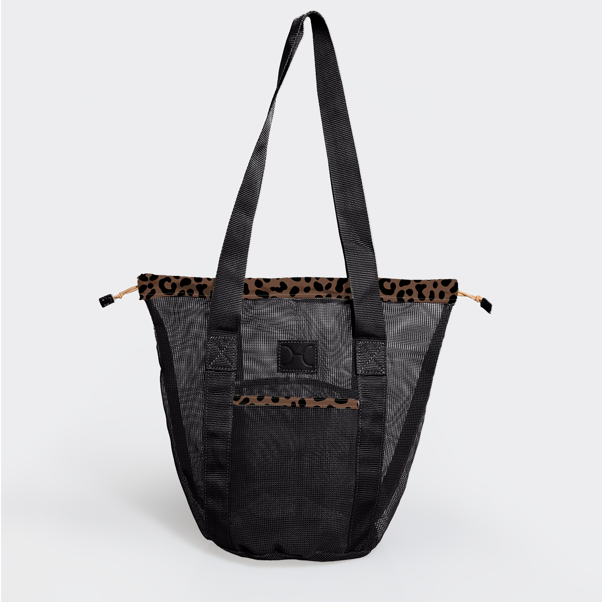 Meshie Bucket Bag | Black Cheetah – Coffee Utility Shopper Bag by Thandana