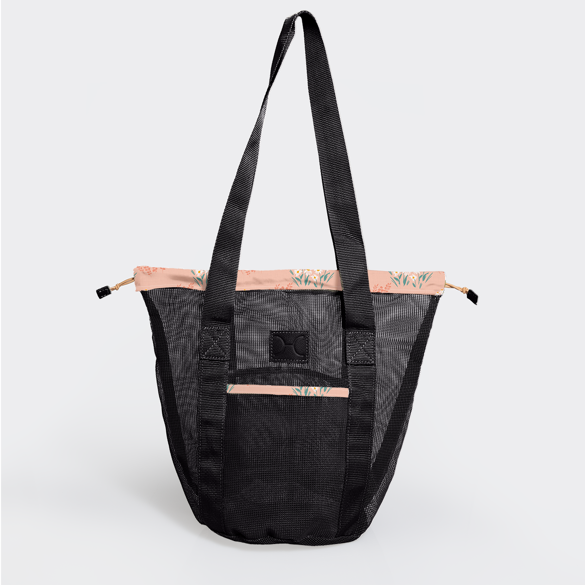 Meshie Bucket Bag | Black Crazy Daisy - Blush Utility Shopper Bag by Thandana