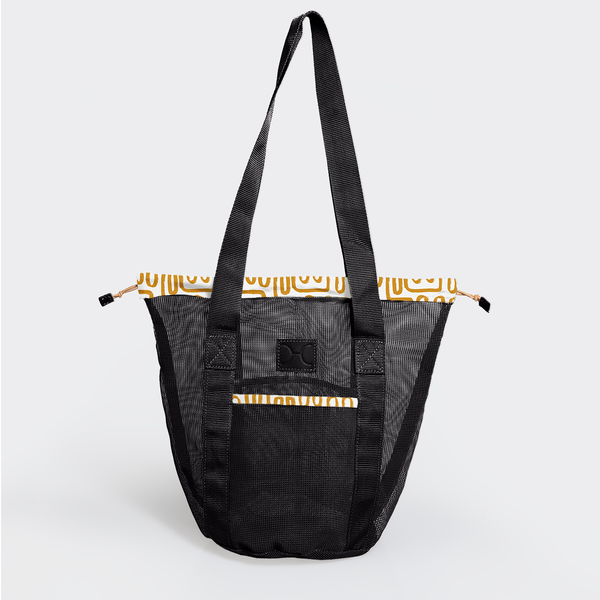 Meshie Bucket Bag | Black Geo - Sand Utility Shopper Bag by Thandana