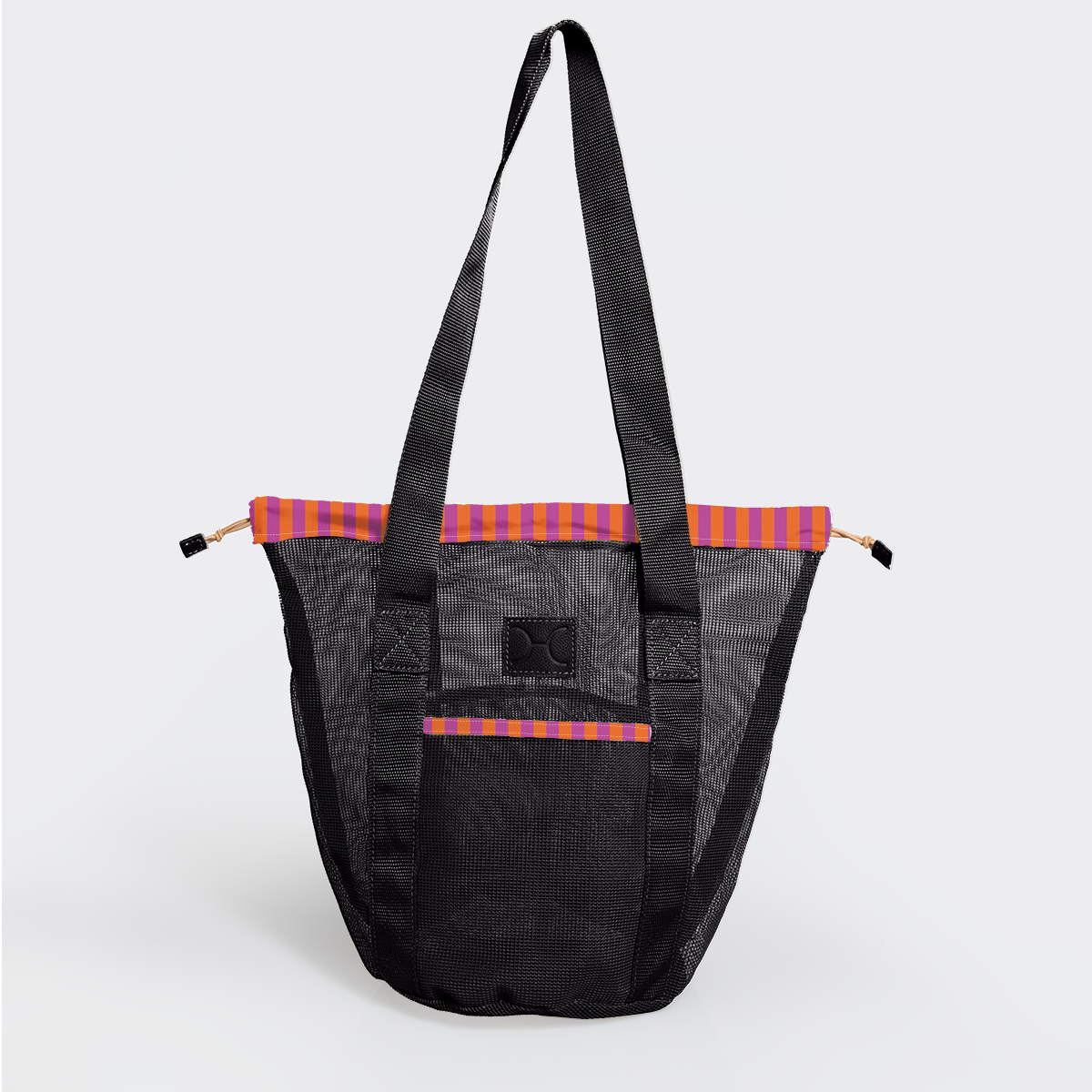 Meshie Bucket Bag | Black Linear - Preppy Utility Shopper Bag by Thandana