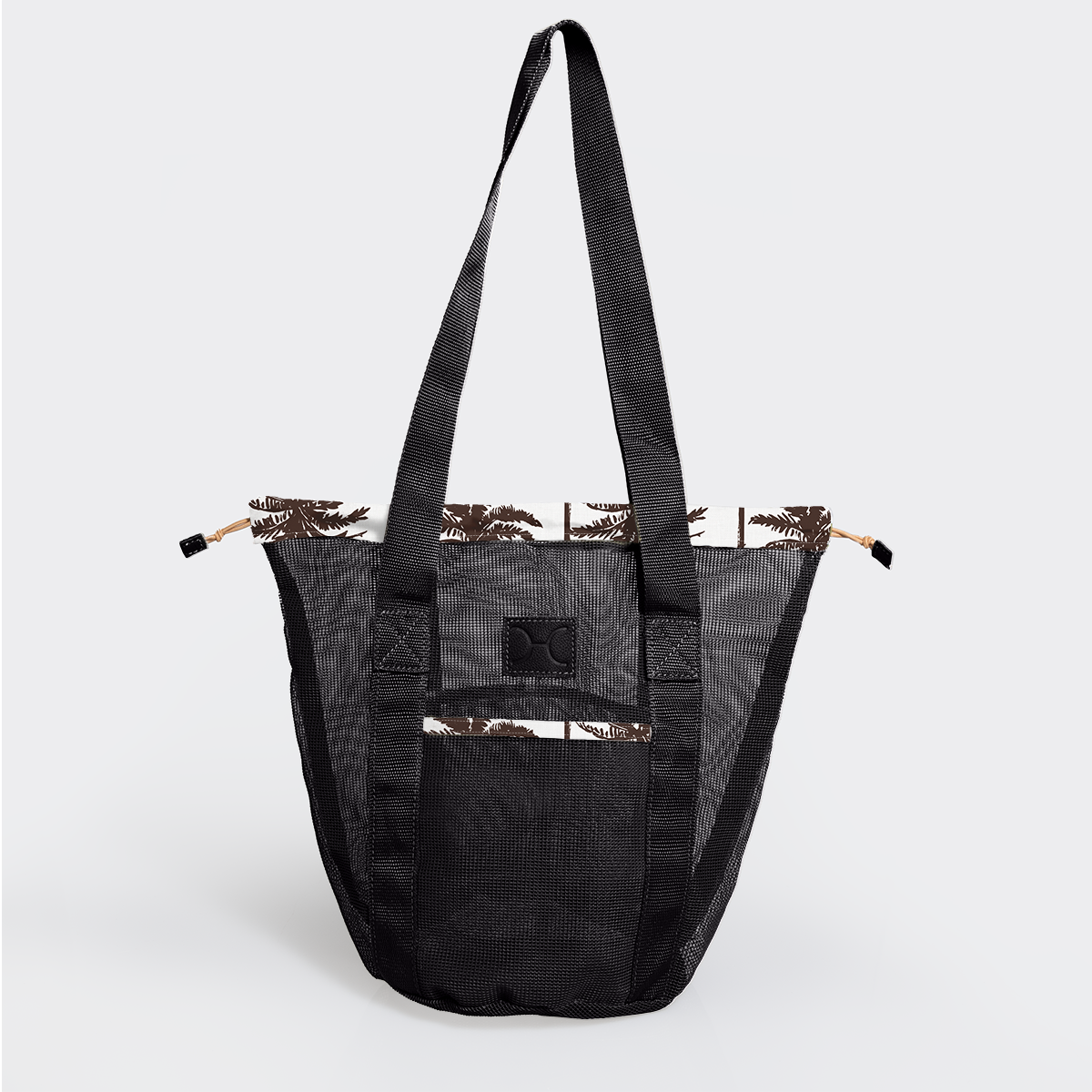 Meshie Bucket Bag | Black Palm – Neutral Utility Shopper Bag by Thandana
