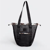Meshie Bucket Bag | Black Palm – Neutral Utility Shopper Bag by Thandana