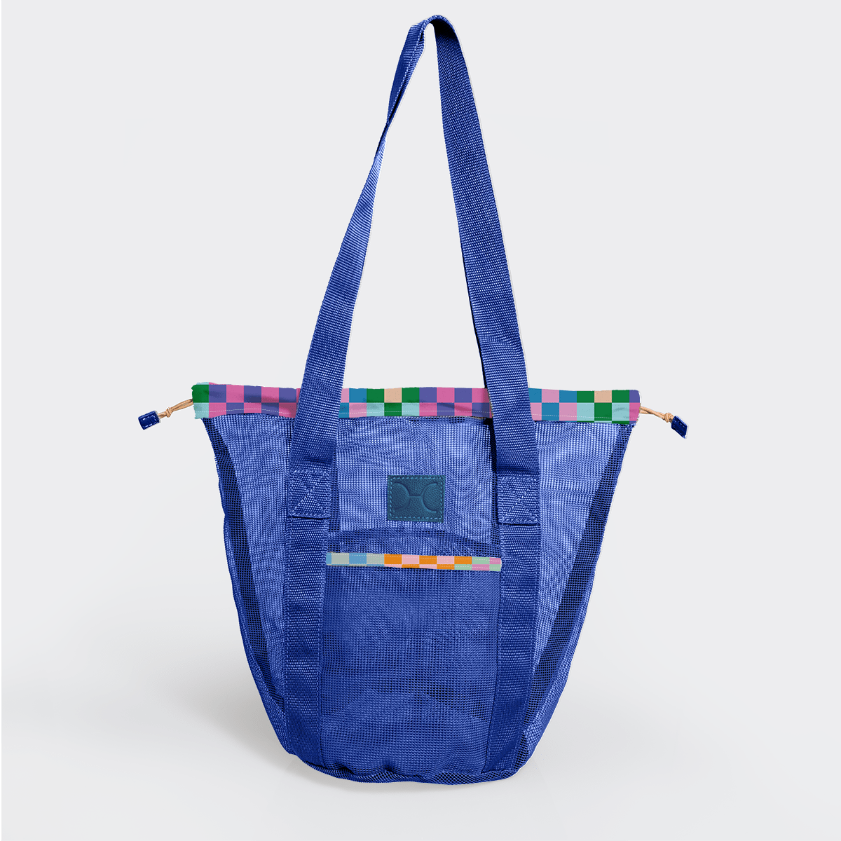 Meshie Bucket Bag | Blue Checker - Preppy Utility Shopper Bag by Thandana