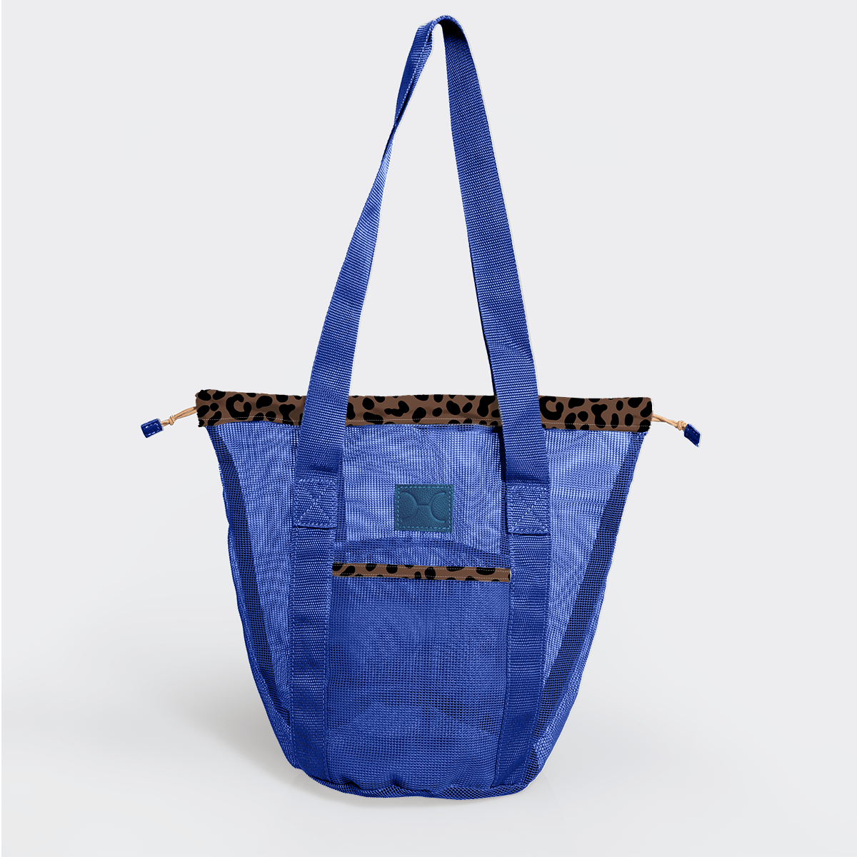 Meshie Bucket Bag | Blue Cheetah - Coffee Utility Shopper Bag by Thandana