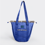 Meshie Bucket Bag | Blue Geo - Black Utility Shopper Bag by Thandana