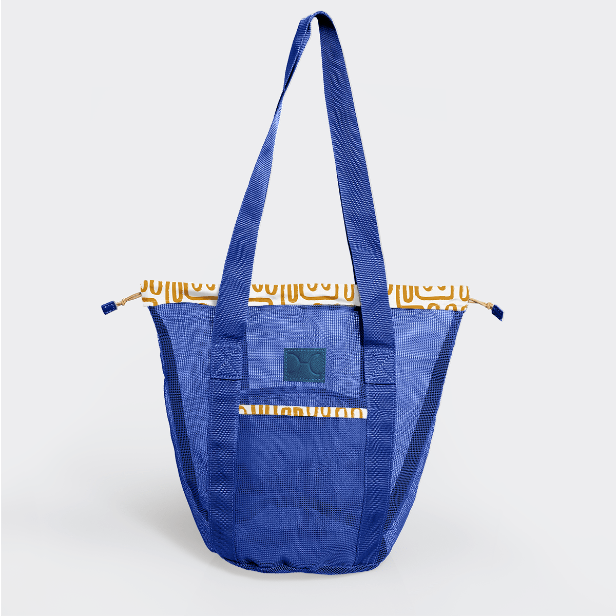 Meshie Bucket Bag | Blue Geo - Sand Utility Shopper Bag by Thandana