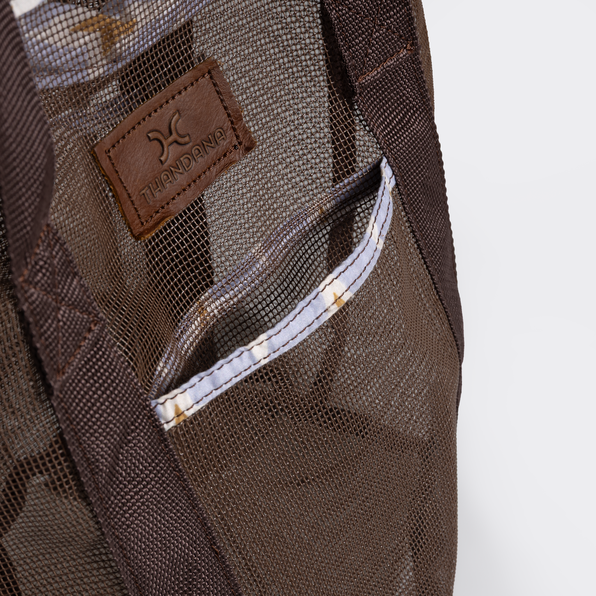 Meshie Bucket Bag | Brown Utility Shopper Bag by Thandana