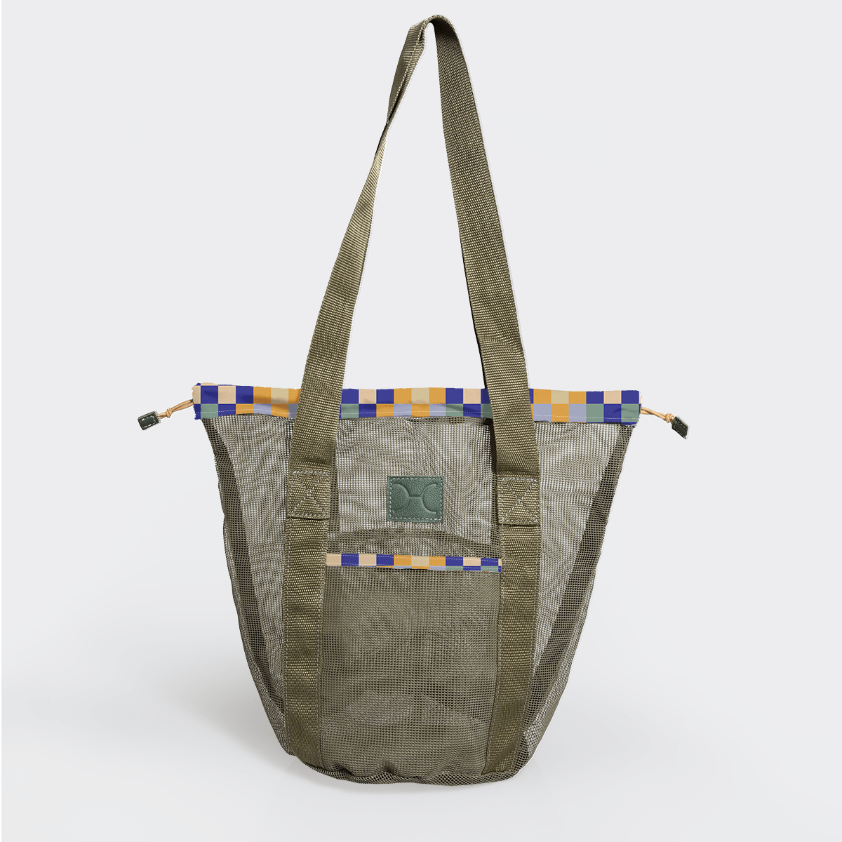 Meshie Bucket Bag | Olive Checker - Jet Utility Shopper Bag by Thandana
