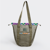 Meshie Bucket Bag | Olive Checker - Preppy Utility Shopper Bag by Thandana