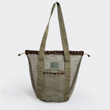 Meshie Bucket Bag | Olive Cheetah - Coffee Utility Shopper Bag by Thandana