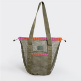 Meshie Bucket Bag | Olive Linear - Preppy Utility Shopper Bag by Thandana