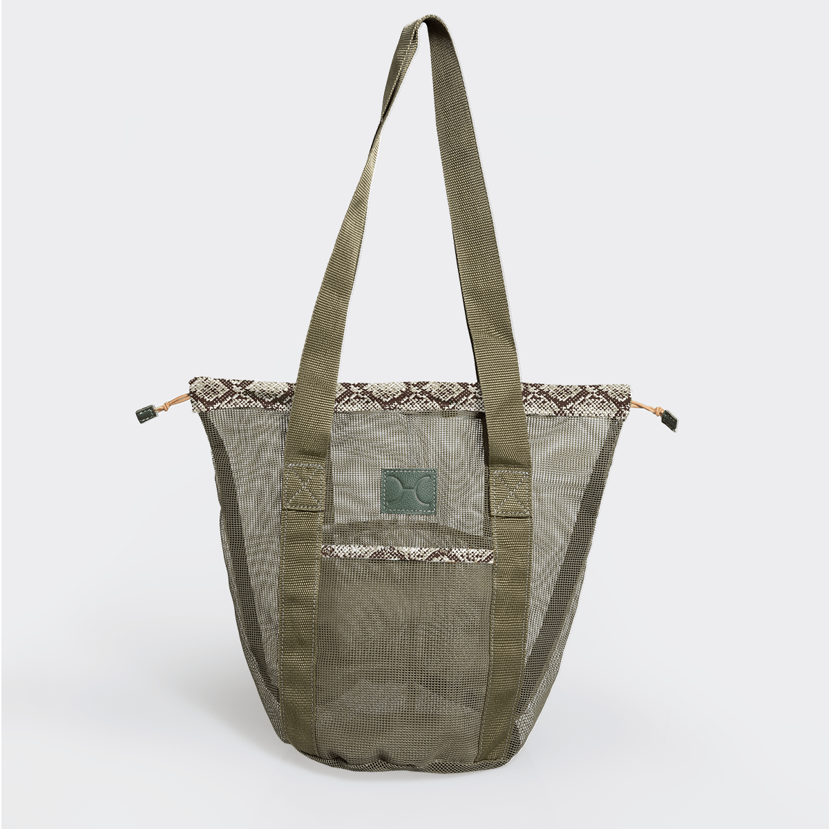 Meshie Bucket Bag | Olive Python - Moody Utility Shopper Bag by Thandana