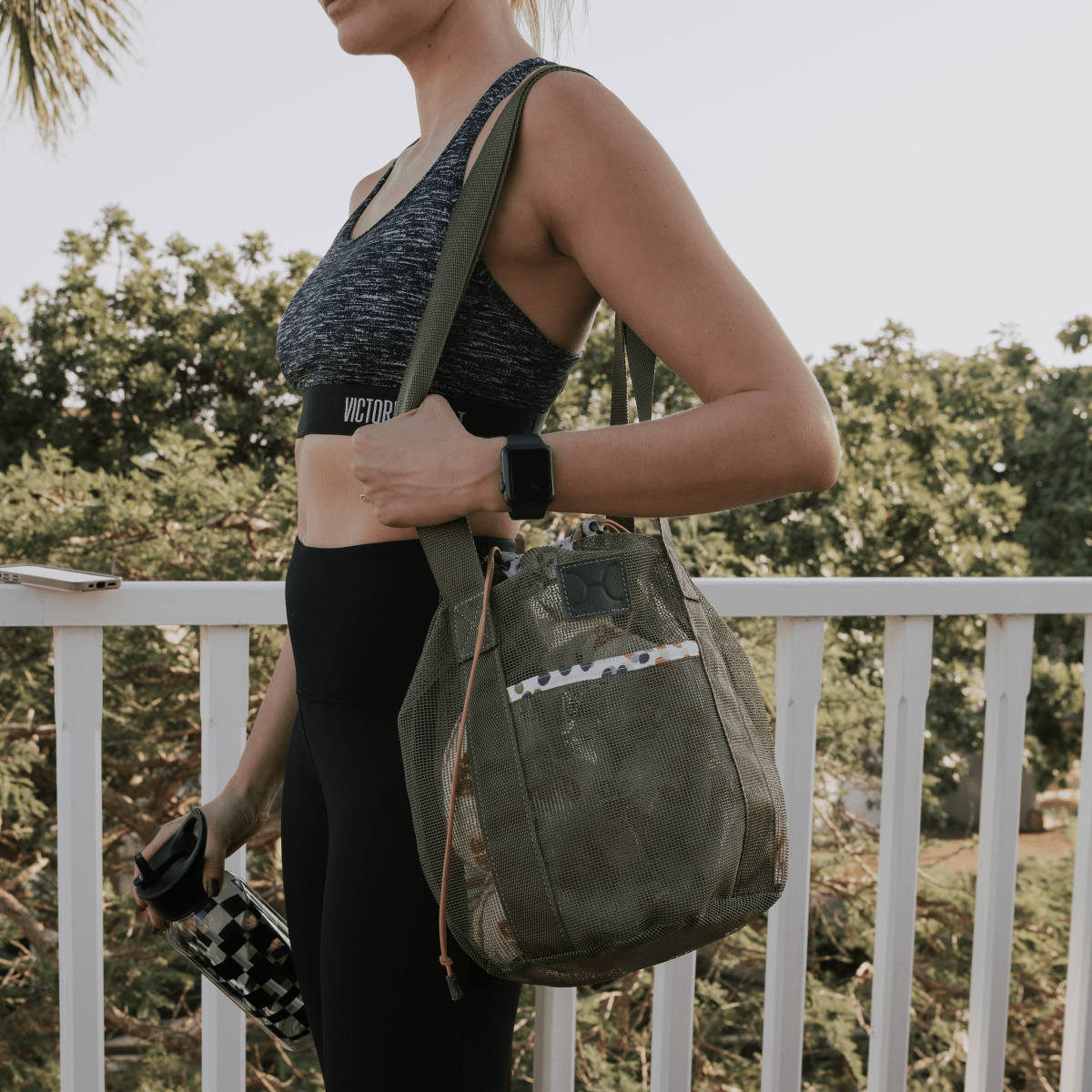 Meshie Bucket Bag | Olive Utility Shopper Bag by Thandana