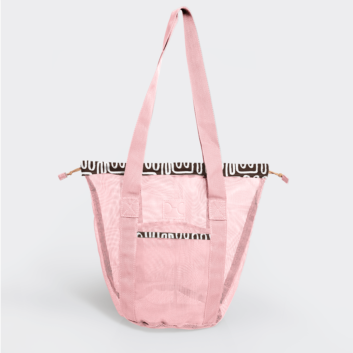 Meshie Bucket Bag | Pink Geo - Black Utility Shopper Bag by Thandana