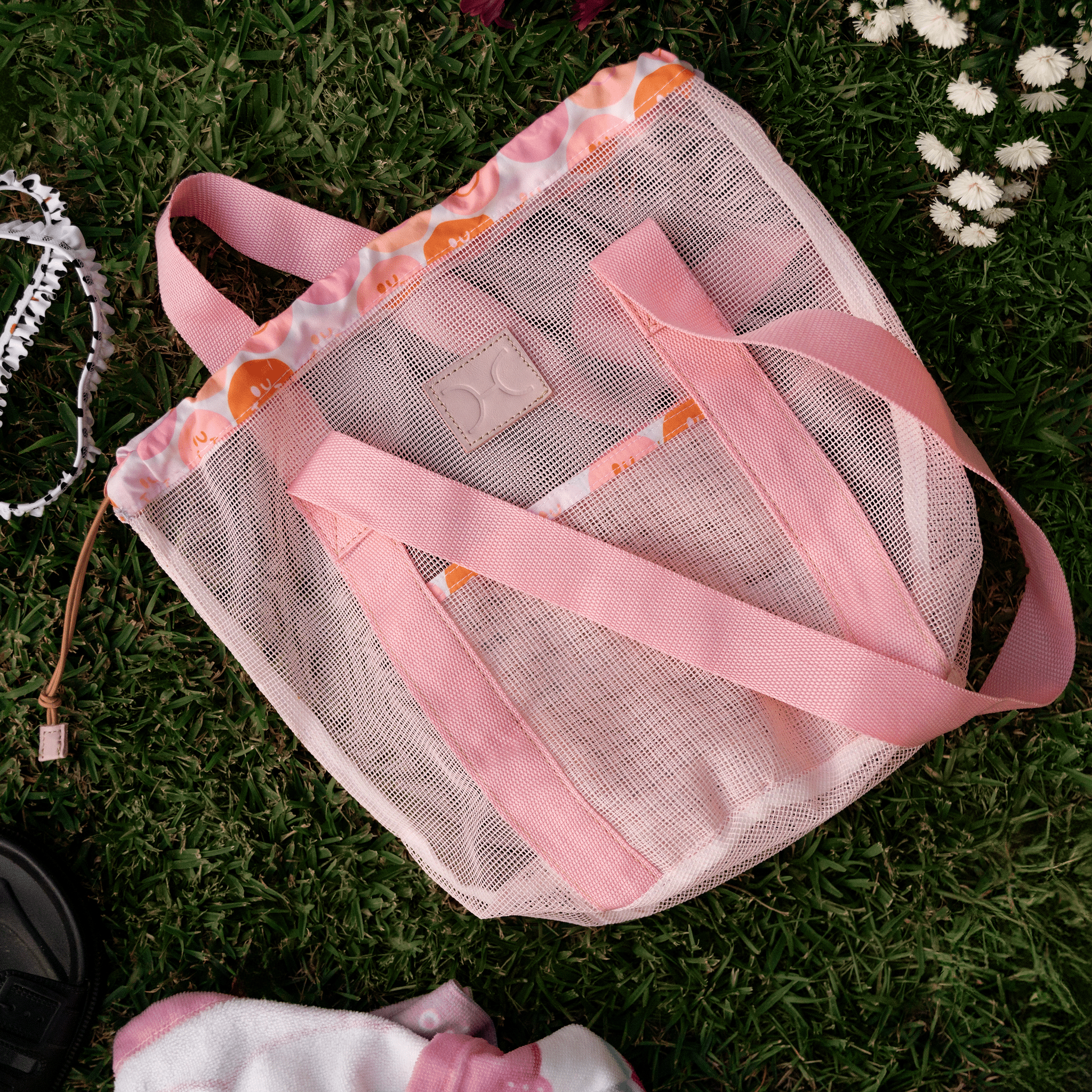 Meshie Bucket Bag | Pink Utility Shopper Bag by Thandana