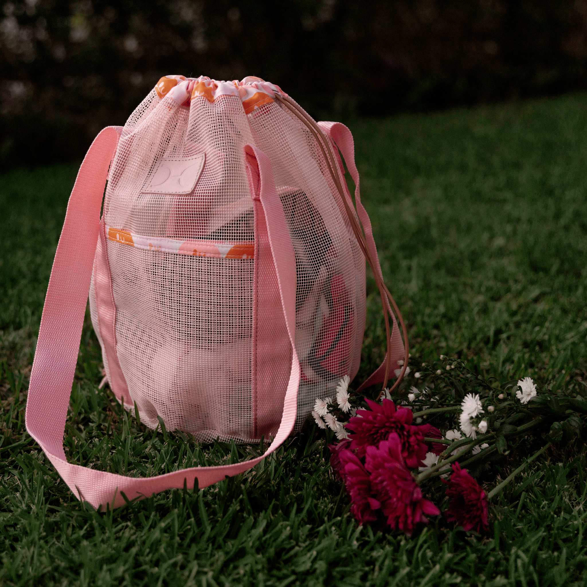 Meshie Bucket Bag | Pink Utility Shopper Bag by Thandana