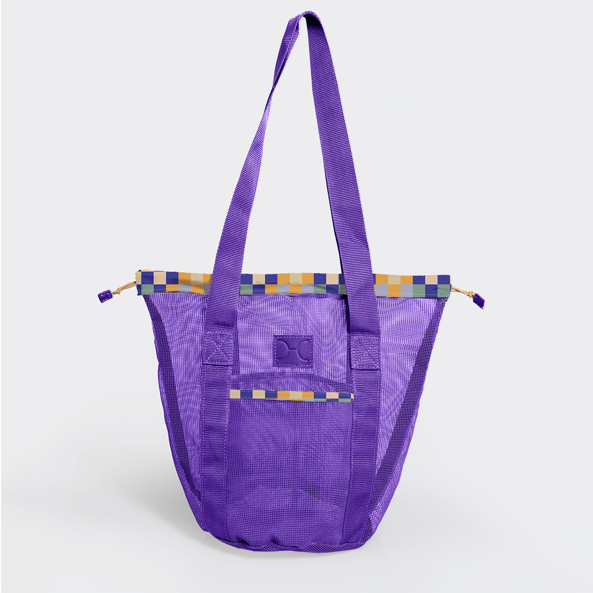 Meshie Bucket Bag | Purple Checker - Jet Utility Shopper Bag by Thandana