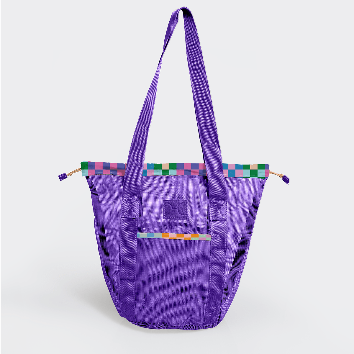 Meshie Bucket Bag | Purple Checker - Preppy Utility Shopper Bag by Thandana