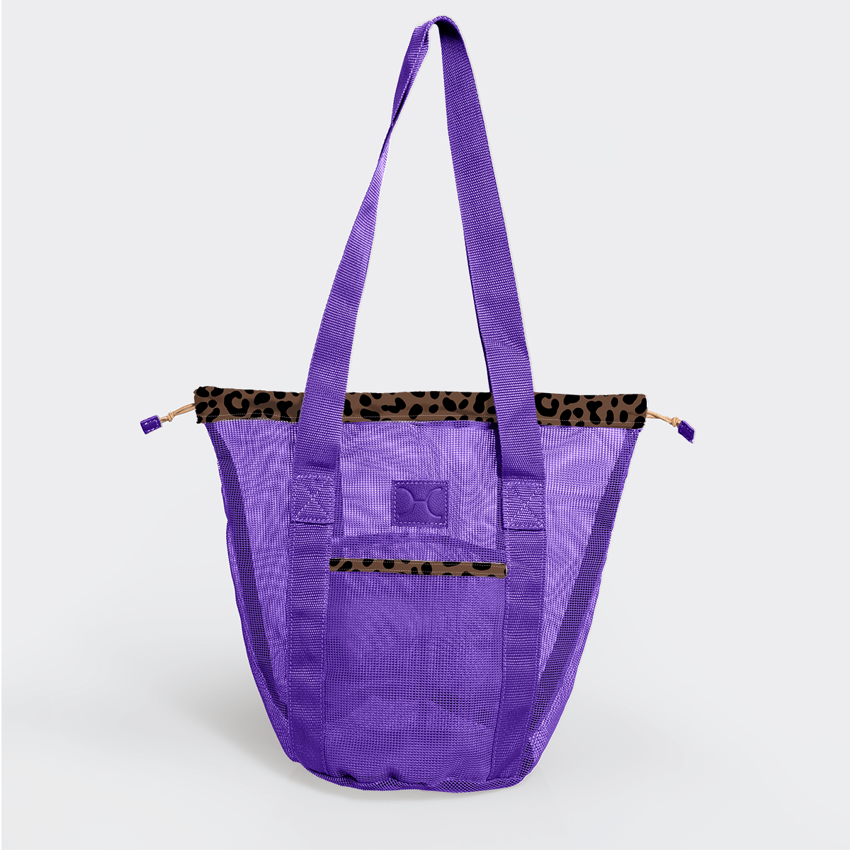 Meshie Bucket Bag | Purple Cheetah - Coffee Utility Shopper Bag by Thandana
