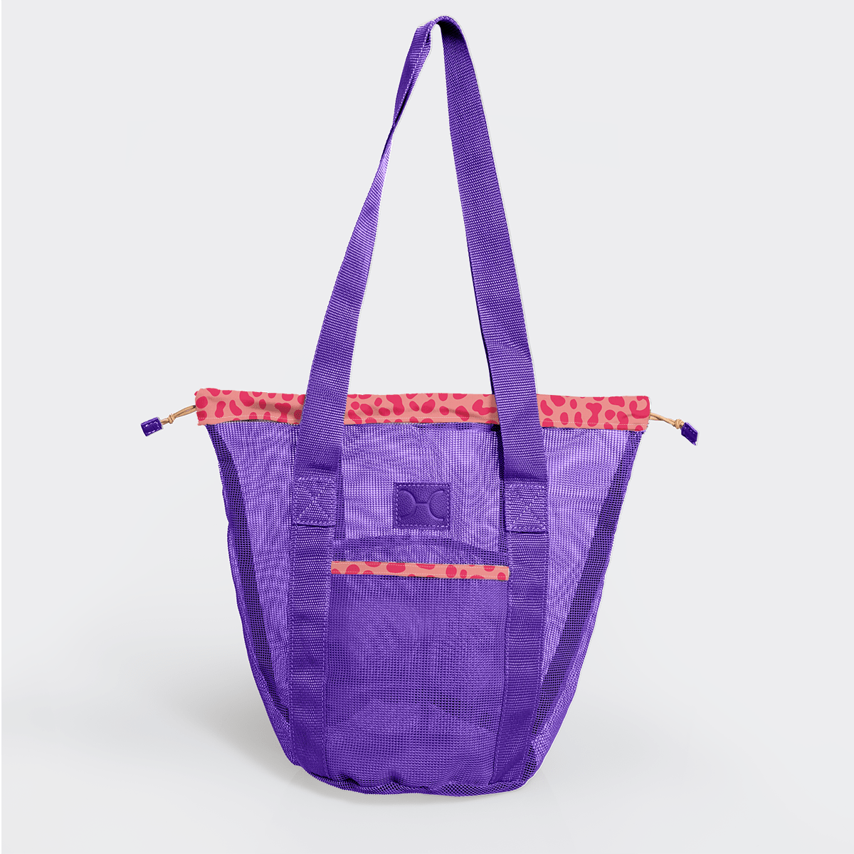 Meshie Bucket Bag | Purple Cheetah - Pink Utility Shopper Bag by Thandana