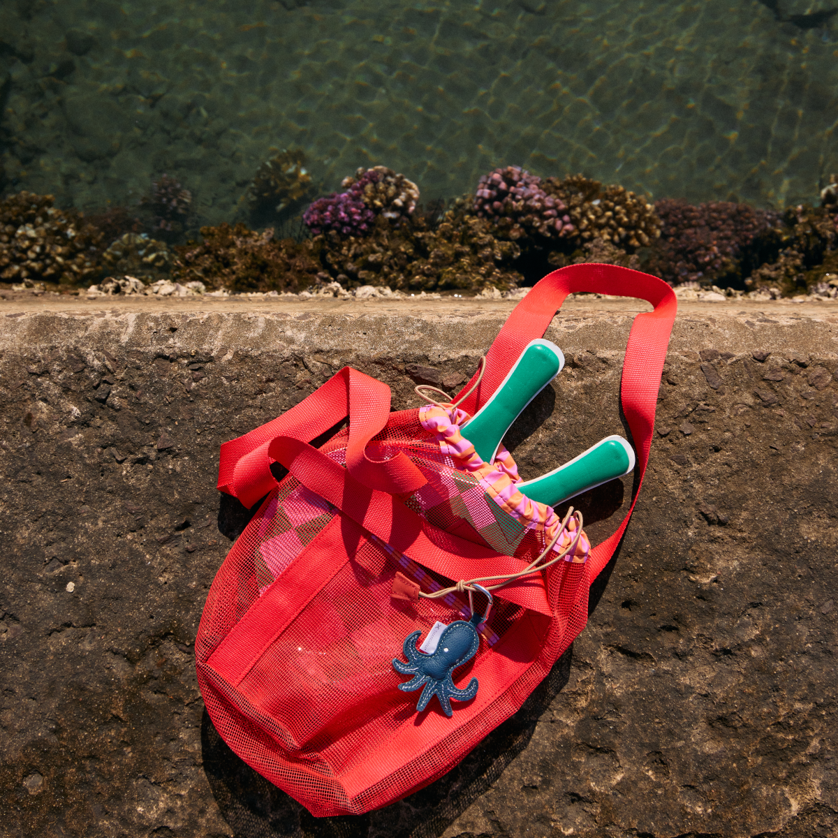 Meshie Bucket Bag | Red Utility Shopper Bag by Thandana