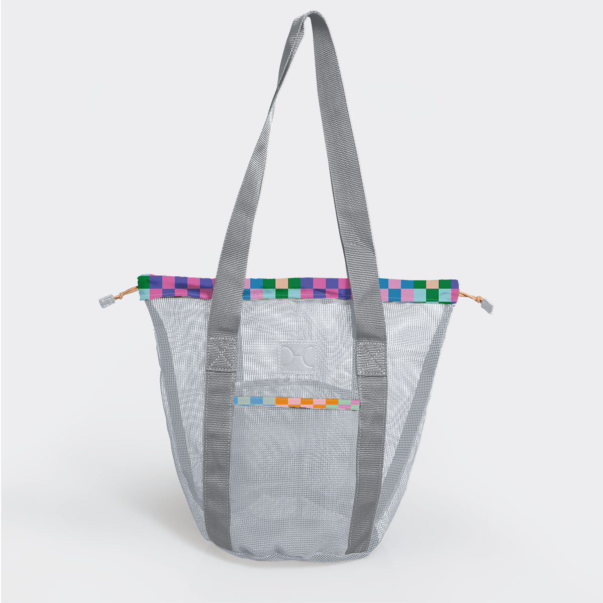 Meshie Bucket Bag | Silver Checker - Preppy Utility Shopper Bag by Thandana