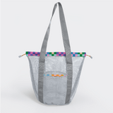Meshie Bucket Bag | Silver Checker - Preppy Utility Shopper Bag by Thandana