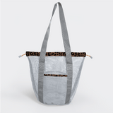 Meshie Bucket Bag | Silver Cheetah - Coffee Utility Shopper Bag by Thandana