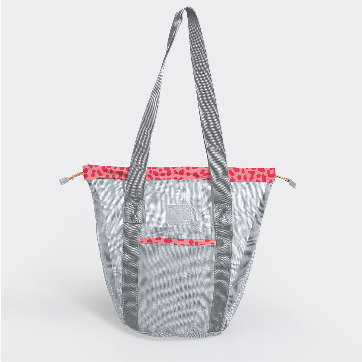 Meshie Bucket Bag | Silver Cheetah - Pink Utility Shopper Bag by Thandana