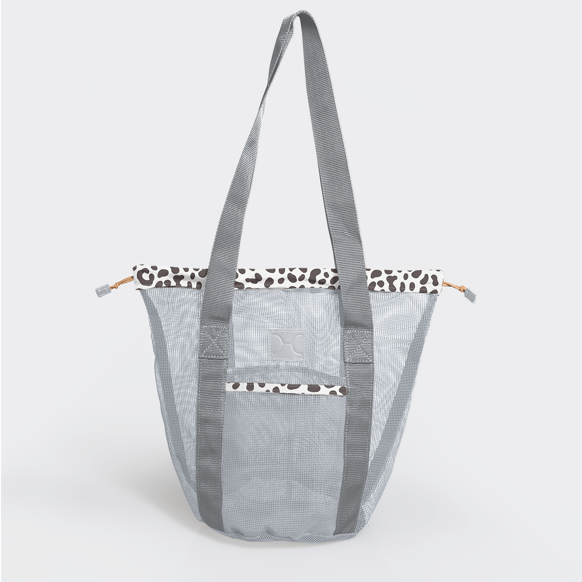 Meshie Bucket Bag | Silver Cheetah - White Utility Shopper Bag by Thandana