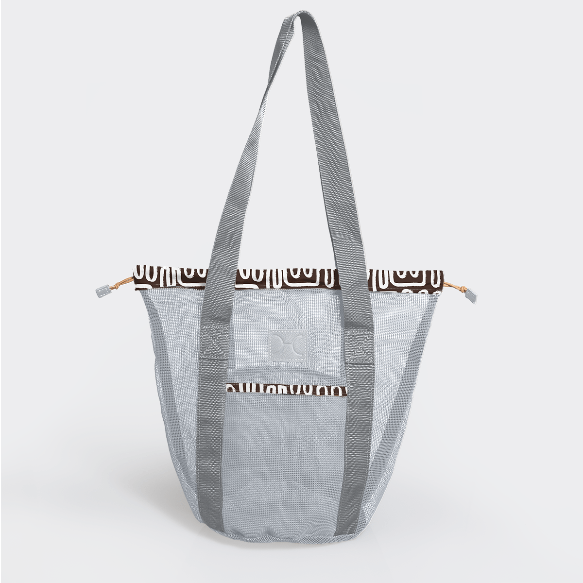 Meshie Bucket Bag | Silver Geo - Black Utility Shopper Bag by Thandana