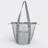 Meshie Bucket Bag | Silver Geo - Black Utility Shopper Bag by Thandana