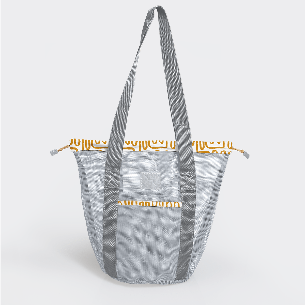 Meshie Bucket Bag | Silver Geo - Sand Utility Shopper Bag by Thandana