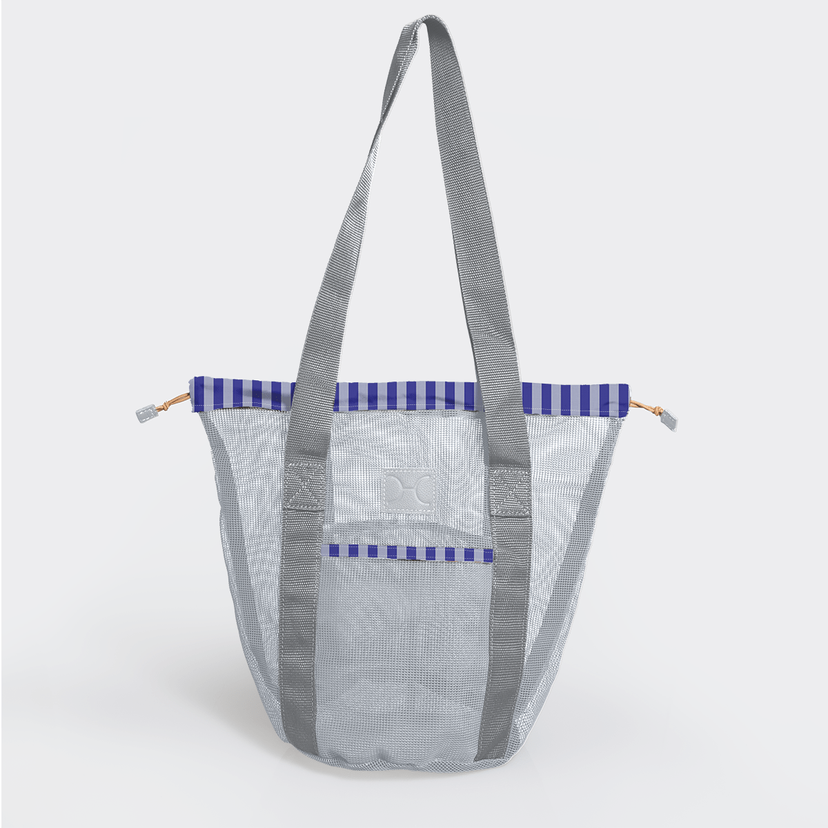 Meshie Bucket Bag | Silver Linear - Jet Utility Shopper Bag by Thandana