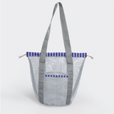 Meshie Bucket Bag | Silver Linear - Jet Utility Shopper Bag by Thandana