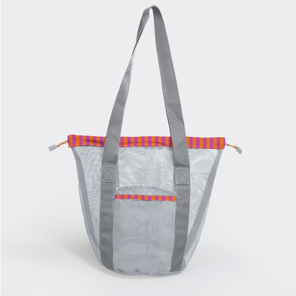 Meshie Bucket Bag | Silver Linear - Preppy Utility Shopper Bag by Thandana