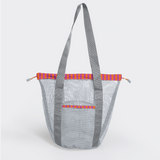 Meshie Bucket Bag | Silver Linear - Preppy Utility Shopper Bag by Thandana