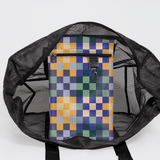 Meshie Jumbo Beach Bag | Black Checker - Jet Utility Shopper Bag by Thandana