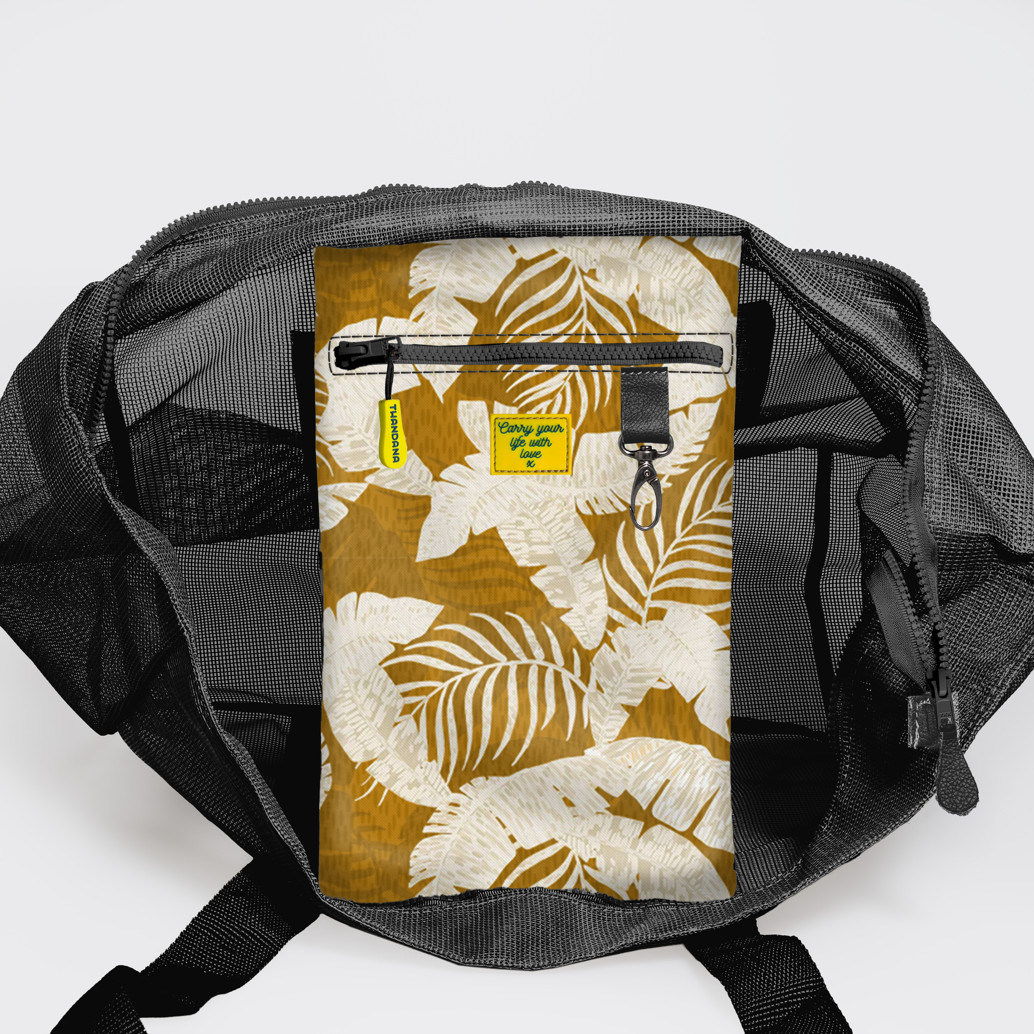 Meshie Jumbo Beach Bag | Black Fauna - Earth Utility Shopper Bag by Thandana