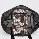 Meshie Jumbo Beach Bag | Black Geo - Black Utility Shopper Bag by Thandana