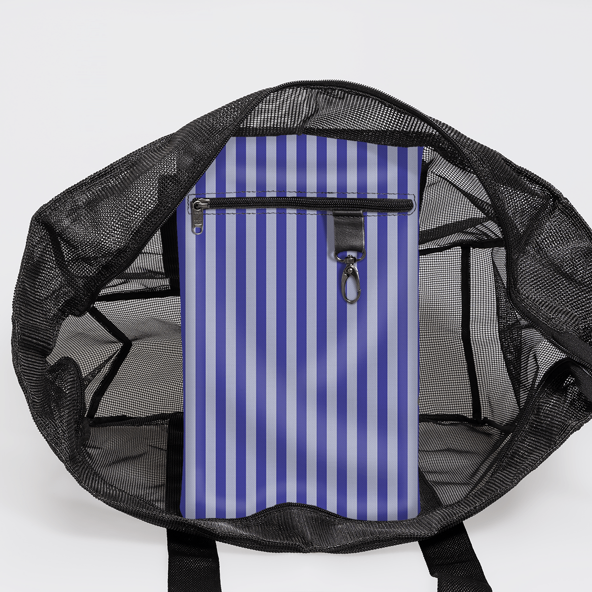 Meshie Jumbo Beach Bag | Black Linear - Jet Utility Shopper Bag by Thandana