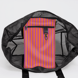 Meshie Jumbo Beach Bag | Black Linear - Preppy Utility Shopper Bag by Thandana