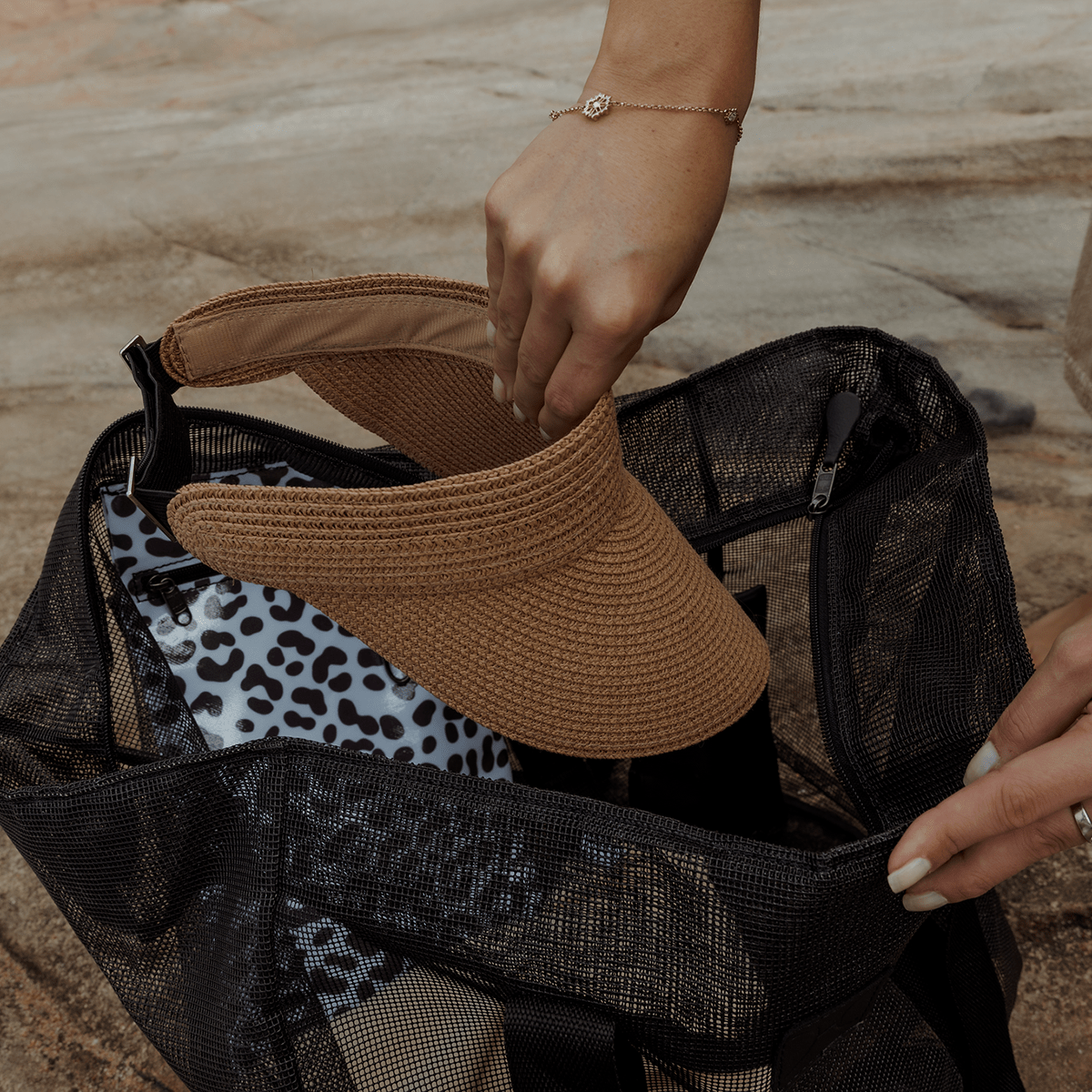 Meshie Jumbo Beach Bag | Black Utility Shopper Bag by Thandana